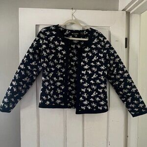 Sara Studio Black/White Quilted Jacket Floral Print Size S
